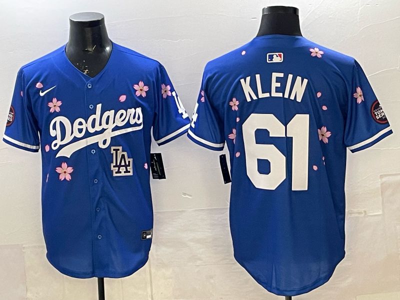 Men 2025 Nike Los Angeles Dodgers #61 Klein Blue Game MLB Jersey 09
